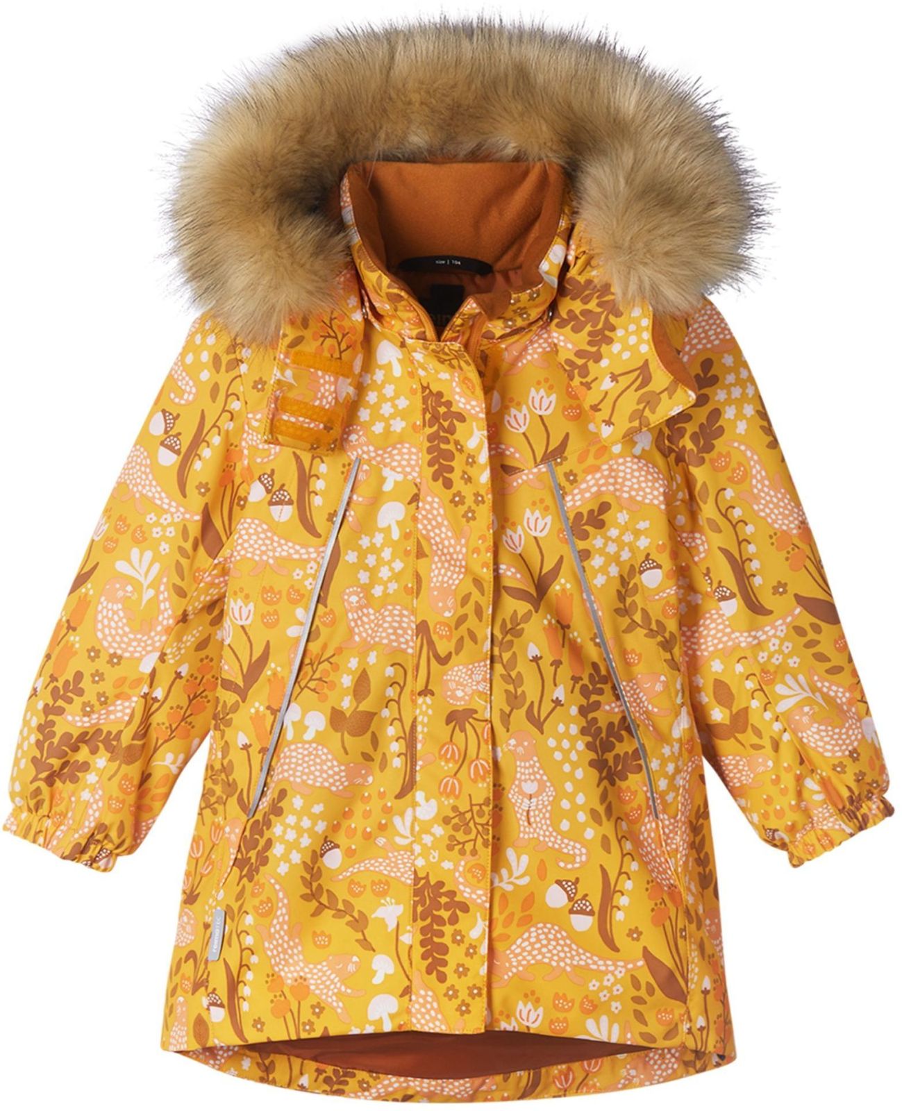 521642-2406_Reima Muhvi - Orange yellow zimna dievcenska bunda kabat s kozusinkou