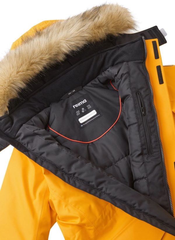 531351-2400_Reima Naapuri - Orange yellow zimna bunda s predlzenym strihom