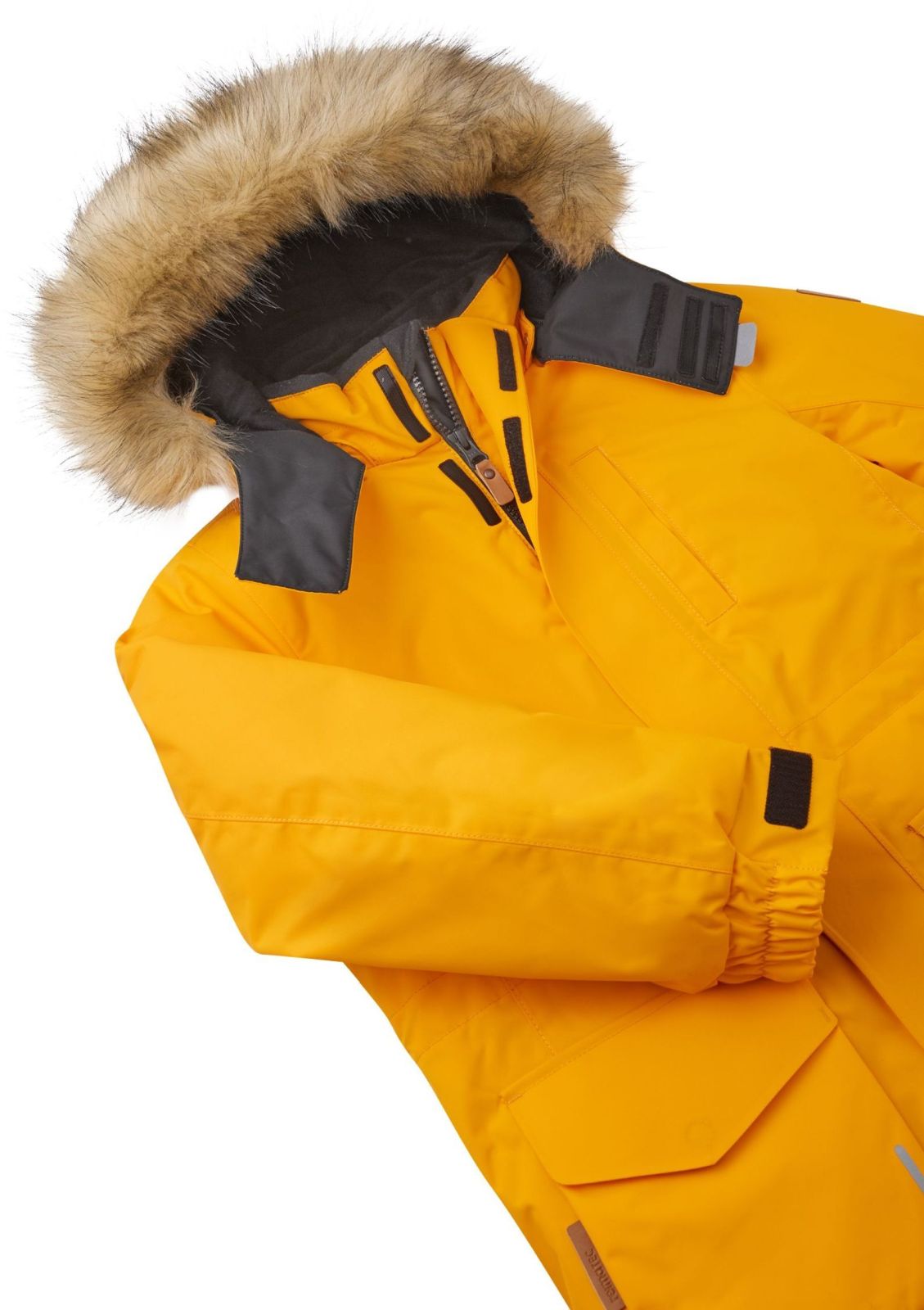 531351-2400_Reima Naapuri - Orange yellow zimna detska bunda s kozusinkou